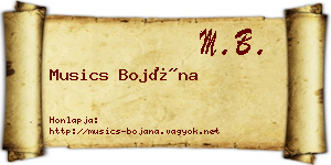 Musics Bojána névjegykártya